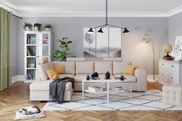 Link 4-seters Høyrevendt L-formet Sjeselongsofa i Stoff - Beige - Møbler - Sofaer - Sofaer med sjeselong