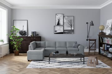 Link 4-seters Høyrevendt L-formet Sjeselongsofa i Stoff - Lys grå - Møbler - Sofaer - Sofaer med sjeselong - 4 seters sofa med divan
