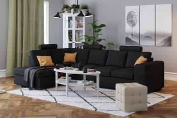 Link 4-seters Høyrevendt L-formet Sjeselongsofa i Stoff - Svart - Møbler - Sofaer - Sofaer med sjeselong - 4 seters sofa med divan