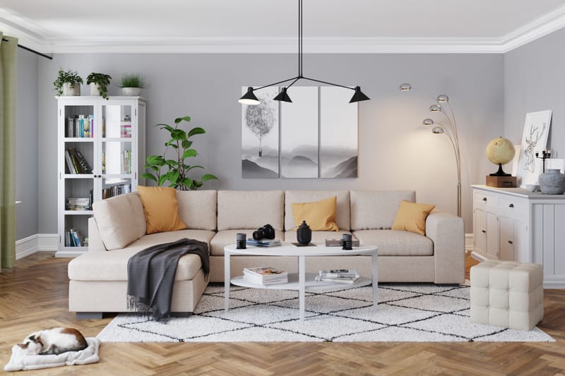 Link 4-seters Venstrevendt L-formet Large Sjeselongsofa i Stoff - Beige - Møbler - Sofaer - Sofaer med sjeselong - 4 seters sofa med divan