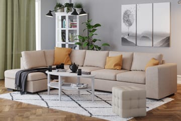 Link 4-seters Venstrevendt L-formet Large Sjeselongsofa i Stoff - Beige - Møbler - Sofaer - Sofaer med sjeselong - 4 seters sofa med divan