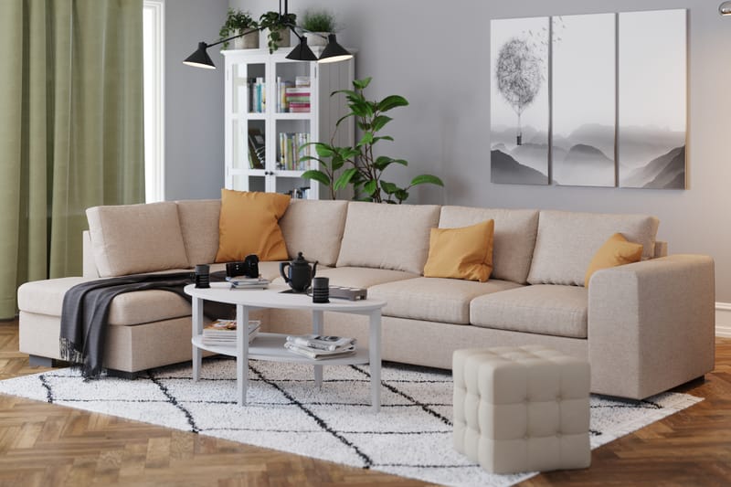 Link 4-seters Venstrevendt L-formet Large Sjeselongsofa i Stoff - Beige - Møbler - Sofaer - Sofaer med sjeselong - 4 seters sofa med divan