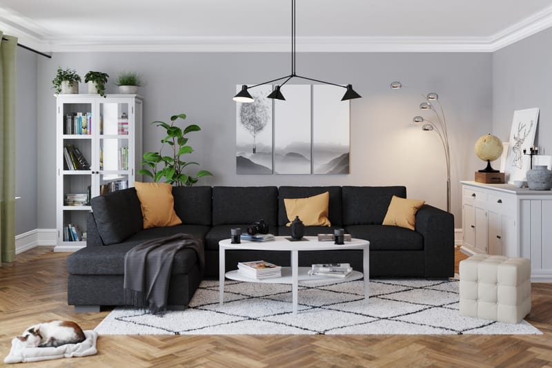 Link 4-seters Venstrevendt L-formet Large Sjeselongsofa i Stoff - Svart - Møbler - Sofaer - Sofaer med sjeselong