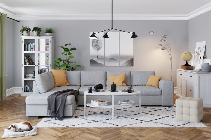 Link 4-seters Venstrevendt L-formet Sjeselongsofa i Stoff - Lys grå - Møbler - Sofaer - Sofaer med sjeselong - 4 seters sofa med divan
