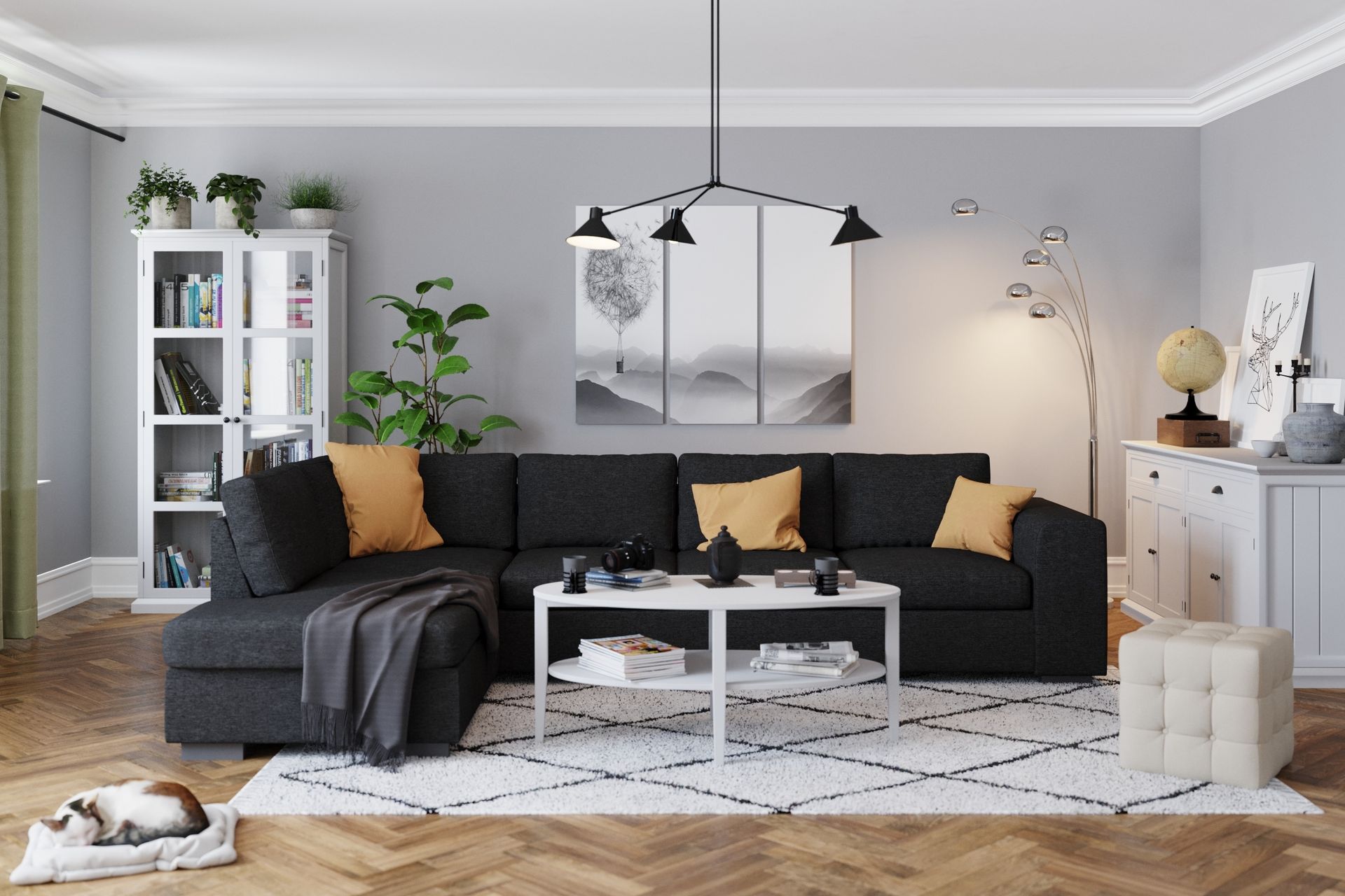 Link 4-seters Venstrevendt L-formet Sjeselongsofa i Stoff - Svart - Møbler - Sofaer - Sofaer med sjeselong - 4 seters sofa med divan