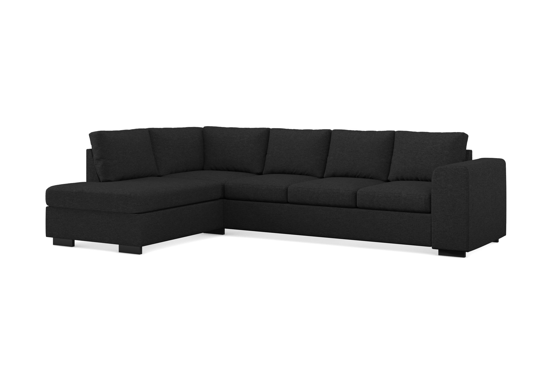 Link 4-seters Venstrevendt L-formet Sjeselongsofa i Stoff - Svart - Møbler - Sofaer - Sofaer med sjeselong - 4 seters sofa med divan