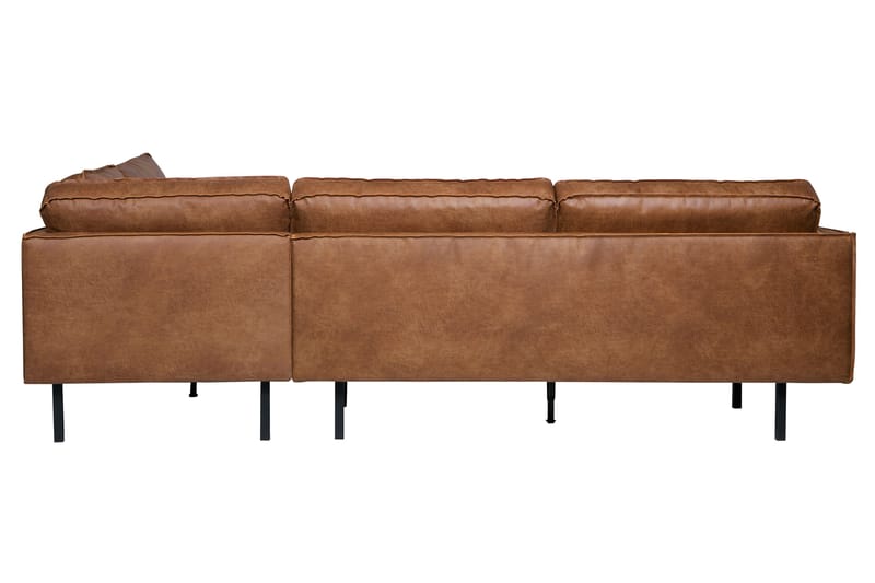 Lissbon 3-seter Høyre L-formet Hjørnesofa med Sjeselong 266 cm i Lær - Konjakk - Møbler - Sofaer - Sofaer med sjeselong - 3 seters sofa med divan