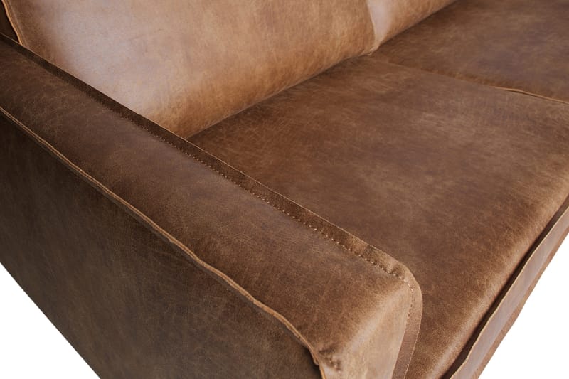 Lissbon 3-seter Høyre L-formet Hjørnesofa med Sjeselong 266 cm i Lær - Konjakk - Møbler - Sofaer - Sofaer med sjeselong - 3 seters sofa med divan