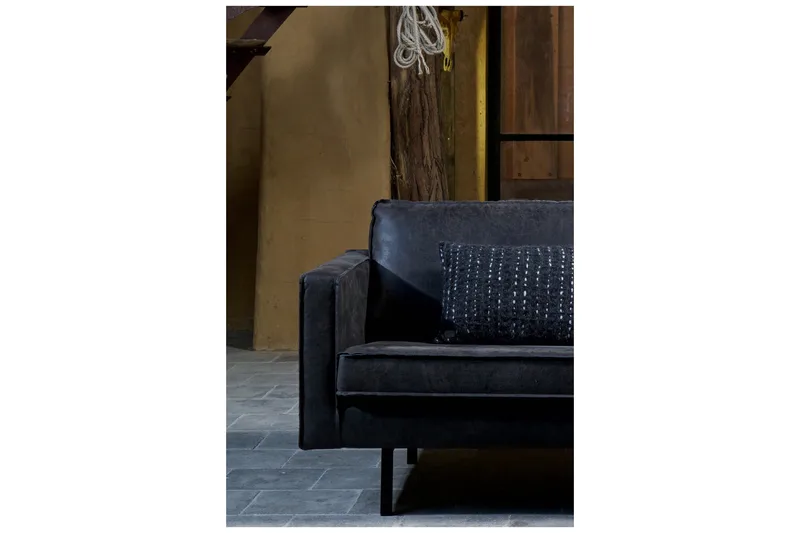 Lissbon 3-seter Høyrevendt L-formet Hjørnesofa i Kunstlær - Antrasitt - Møbler - Sofaer - Sofaer med sjeselong - 3 seters sofa med divan