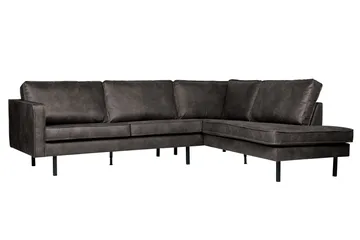 Lissbon 3-seter Høyrevendt L-formet Hjørnesofa i Kunstlær - Antrasitt - Møbler - Sofaer - Sofaer med sjeselong - 3 seters sofa med divan