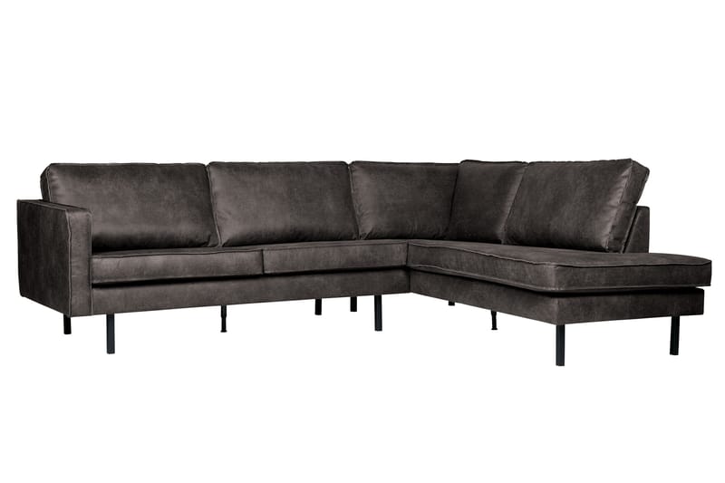 Lissbon 3-seter Høyrevendt L-formet Hjørnesofa i Kunstlær - Antrasitt - Møbler - Sofaer - Sofaer med sjeselong - 3 seters sofa med divan