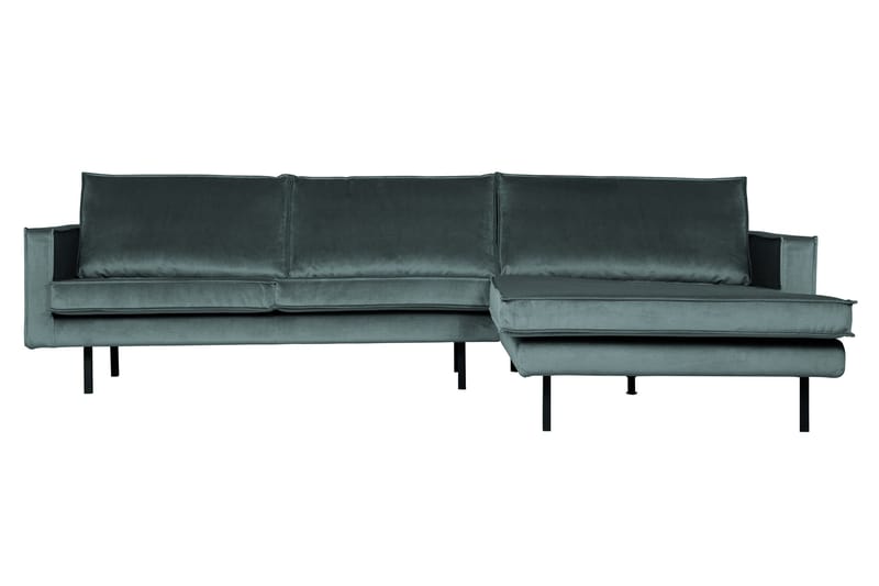 Lissbon 3-seter Høyrevendt L-formet Sofa med Sjeselong 300 cm i Fløyel, Blå|Gr ønn