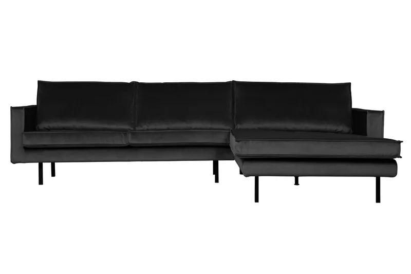 Lissbon 3-seter Høyrevendt L-formet Sofa med Sjeselong 300 cm i Fløyel, Grå