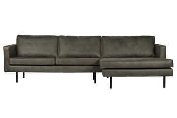 Lissbon 3-seter Høyrevendt L-formet Sofa med Sjeselong 300 cm i Lær - Grønn - Møbler - Sofaer - Sofaer med sjeselong - 3 seters sofa med divan