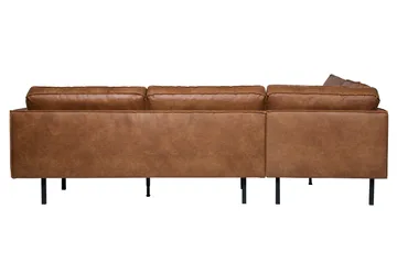 Lissbon 3-seter Venstre L-formet Hjørnesofa med Sjeselong i Skinn - Konjakk - Møbler - Sofaer - Sofaer med sjeselong - 3 seters sofa med divan