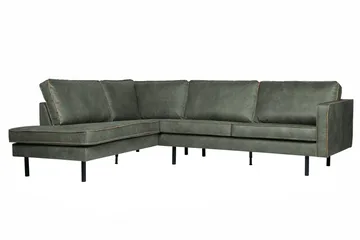 Lissbon 3-seter Venstrevendt L-formet Hjørnesofa 266 cm i Lær - Grønn - Møbler - Sofaer - Sofaer med sjeselong - 3 seters sofa med divan