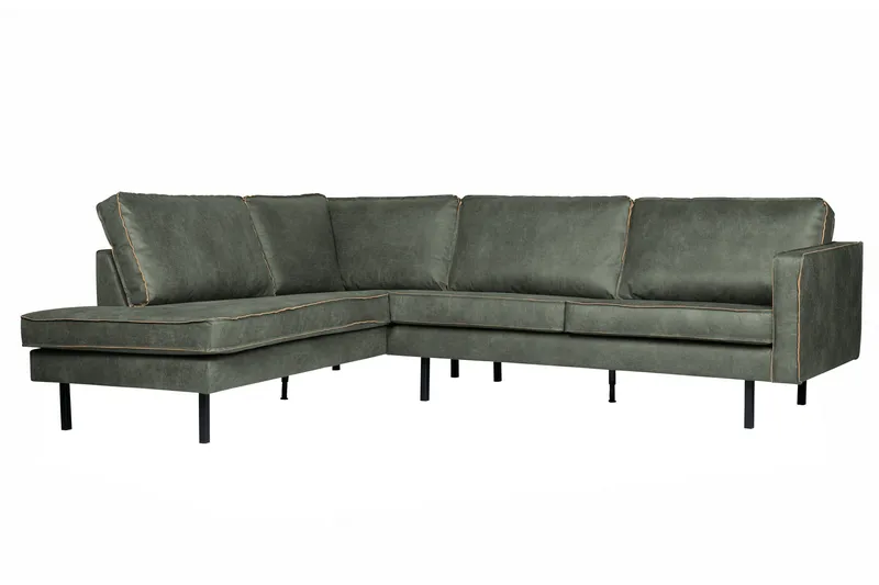 Lissbon 3-seter Venstrevendt L-formet Hjørnesofa 266 cm i Lær - Grønn - Møbler - Sofaer - Sofaer med sjeselong - 3 seters sofa med divan