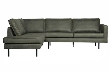 Lissbon 3-seter Venstrevendt L-formet Hjørnesofa 266 cm i Lær - Grønn - Møbler - Sofaer - Sofaer med sjeselong - 3 seters sofa med divan