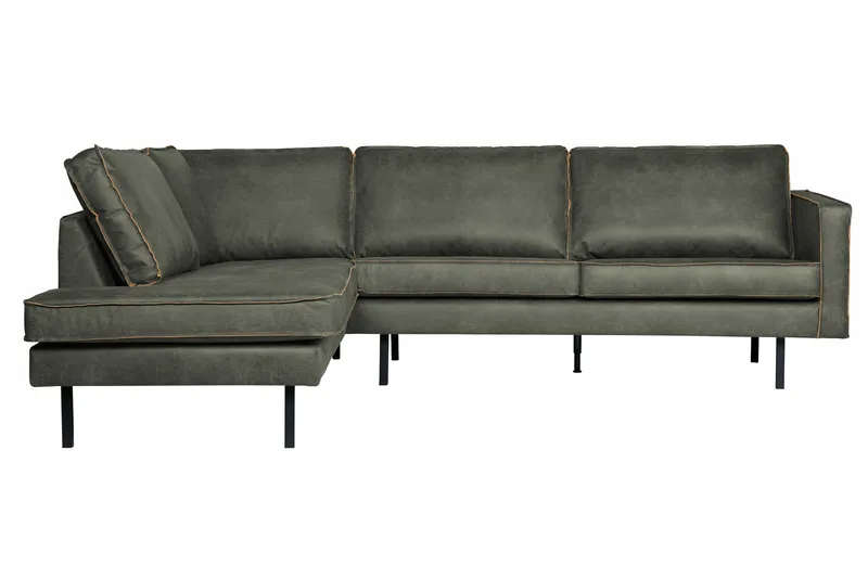 Lissbon 3-seter Venstrevendt L-formet Hjørnesofa 266 cm i Lær, Grønn
