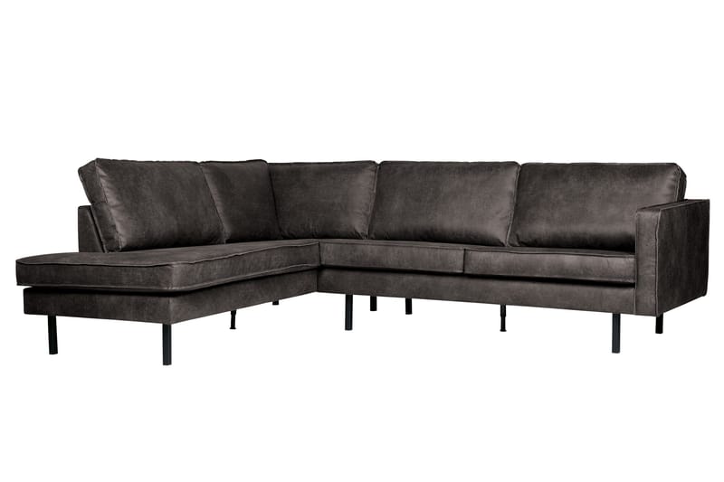 Lissbon 3-seter Venstrevendt L-formet Hjørnesofa 266 cm i Lær - Mørkegrå - Møbler - Sofaer - Sofaer med sjeselong - 3 seters sofa med divan