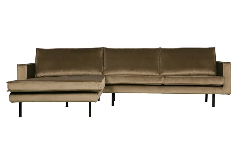 Lissbon 3-seter Venstrevendt L-formet Sofa med Sjeselong 300 cm i Fløyel - Beige - Møbler - Sofaer - Sofaer med sjeselong