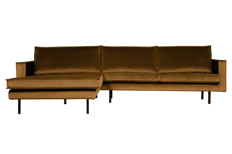 Lissbon 3-seter Venstrevendt L-formet Sofa med Sjeselong 300 cm i Fløyel, Gul