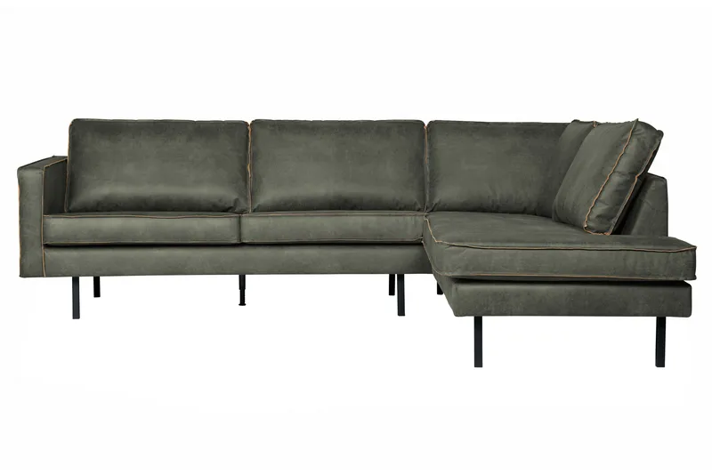 Lissbon 4-seter Høyrevendt L-formet Hjørnesofa 266 cm i Lær, Grønn