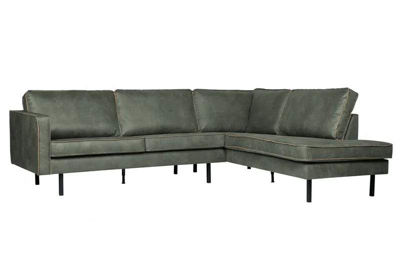 Lissbon 4-seter Høyrevendt L-formet Hjørnesofa 266 cm i Lær - Grønn - Møbler - Sofaer - Sofaer med sjeselong - 4 seters sofa med divan