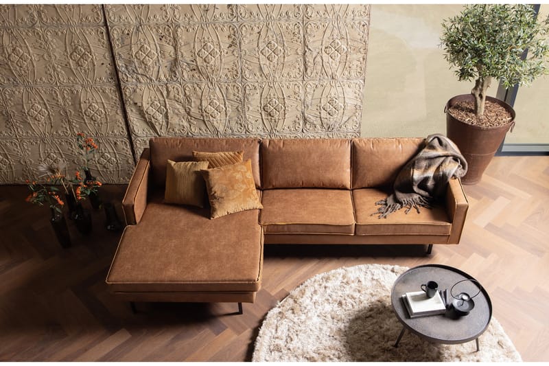 Lissbon Divansofa Venstre - Cognac - Møbler - Sofaer - Sofaer med sjeselong - 4 seters sofa med divan