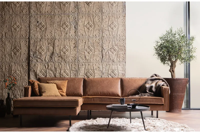 Lissbon Divansofa Venstre - Cognac - Møbler - Sofaer - Sofaer med sjeselong - 4 seters sofa med divan