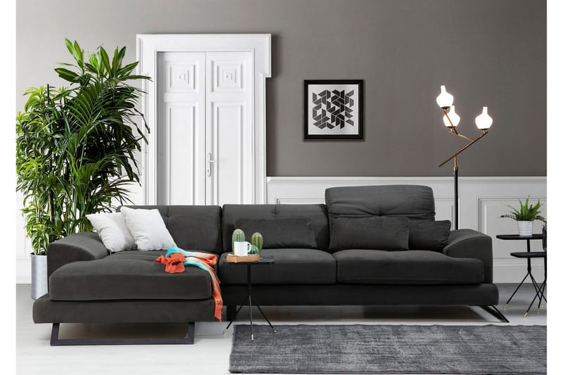 Longa Hjørnesofa med Divan Venstre - Svart - Møbler - Sofaer - Sofaer med sjeselong