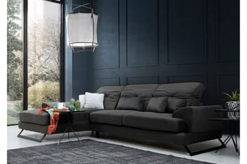 Longa Hjørnesofa med Divan Venstre - Svart - Møbler - Sofaer - Sofaer med sjeselong