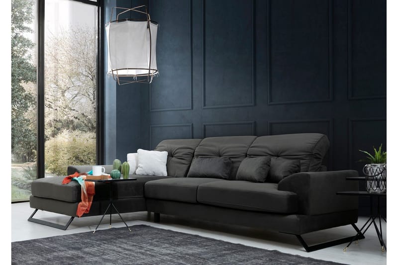 Longa Hjørnesofa med Divan Venstre - Svart - Møbler - Sofaer - Sofaer med sjeselong