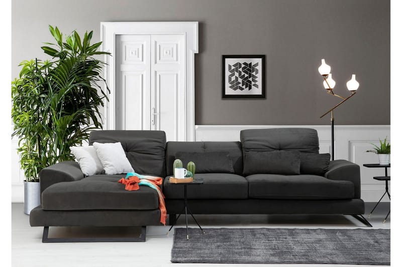 Longa Hjørnesofa med Divan Venstre - Svart - Møbler - Sofaer - Sofaer med sjeselong