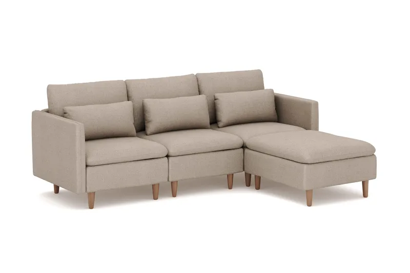 Lovis 3-seters sofa med vendbar sjeselong i stoff - Beige - Møbler - Sofaer - Sofaer med sjeselong - 3 seters sofa med divan