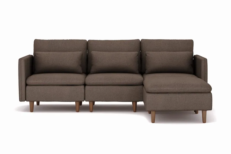 Lovis 3-seters sofa med vendbar sjeselong i stoff, Brun