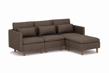 Lovis 3-seters sofa med vendbar sjeselong i stoff - Brun - Møbler - Sofaer - Sofaer med sjeselong - 3 seters sofa med divan