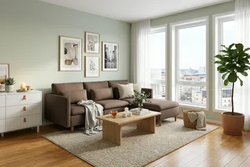 Lovis 3-seters sofa med vendbar sjeselong i stoff - Brun - Møbler - Sofaer - Sofaer med sjeselong - 3 seters sofa med divan