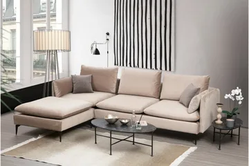 Luces Venstre L-formet Sofa med Sjeselong 289 cm i Stoff - Beige - Møbler - Sofaer - Sofaer med sjeselong