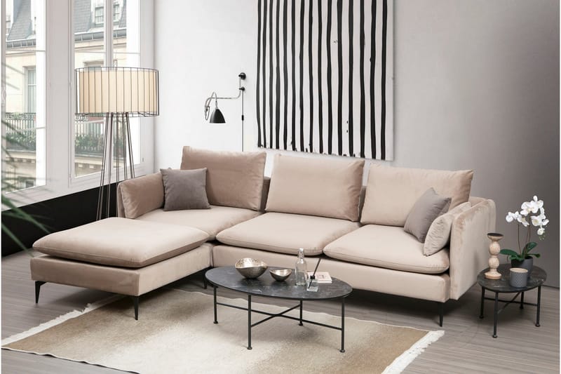 Luces Venstre L-formet Sofa med Sjeselong 289 cm i Stoff - Beige - Møbler - Sofaer - Sofaer med sjeselong