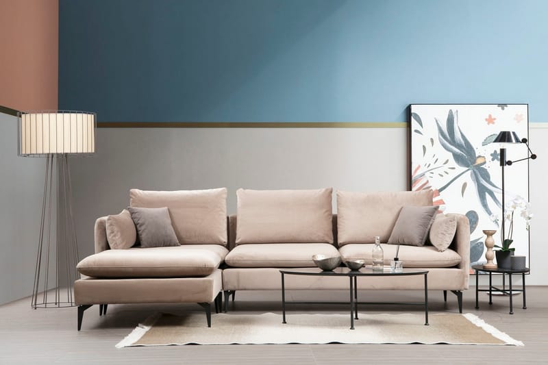Luces Venstre L-formet Sofa med Sjeselong 289 cm i Stoff - Beige - Møbler - Sofaer - Sofaer med sjeselong