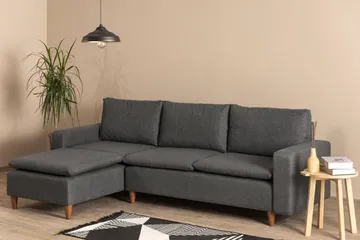 Lungo Sofa med Sjeselong 4-seter - Mørkegrå - Møbler - Sofaer - Sofaer med sjeselong - 4 seters sofa med divan