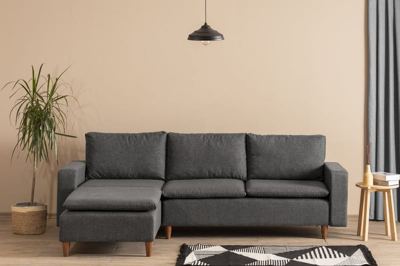 Lungo Sofa med Sjeselong 4-seter - Mørkegrå - Møbler - Sofaer - Sofaer med sjeselong - 4 seters sofa med divan