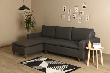 Lungo Sofa med Sjeselong 4-seter - Mørkegrå - Møbler - Sofaer - Sofaer med sjeselong - 4 seters sofa med divan