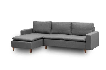 Lungo Sofa med Sjeselong 4-seter - Mørkegrå - Møbler - Sofaer - Sofaer med sjeselong - 4 seters sofa med divan