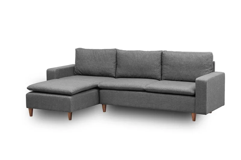Lungo Sofa med Sjeselong 4-seter - Mørkegrå - Møbler - Sofaer - Sofaer med sjeselong - 4 seters sofa med divan