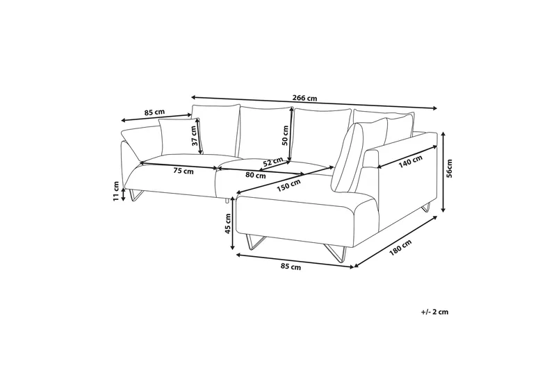 Lunnera 4-seter Hjørnesofa Venstre - Grå - Møbler - Sofaer - Sofaer med sjeselong - 4 seters sofa med divan