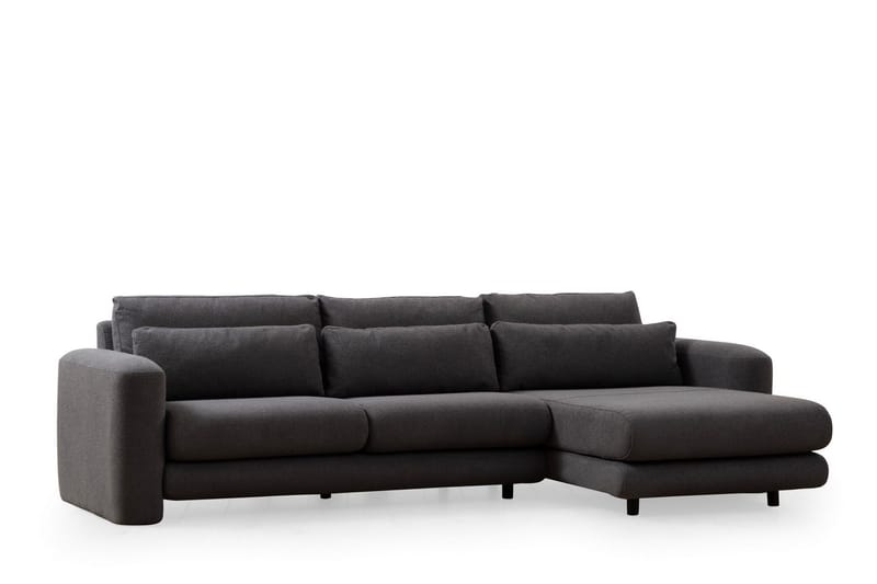 Makhan 3-seter Høyre L-formet Sofa med Sjeselong i Bouclé - Antracitt - Møbler - Sofaer - Sofaer med sjeselong - 3 seters sofa med divan