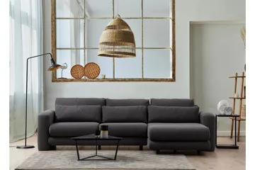 Makhan 3-seter Høyre L-formet Sofa med Sjeselong i Bouclé - Antracitt - Møbler - Sofaer - Sofaer med sjeselong - 3 seters sofa med divan
