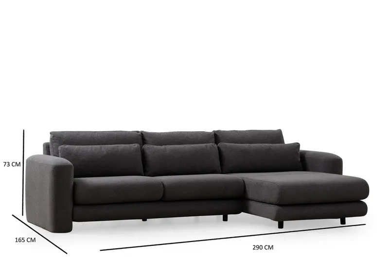 Makhan 3-seter Høyre L-formet Sofa med Sjeselong i Bouclé - Antracitt - Møbler - Sofaer - Sofaer med sjeselong - 3 seters sofa med divan